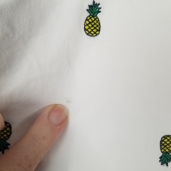 Talbots Pineapple Print Girlfriend Chino White Pants Size 8P - Picture 9 of 14